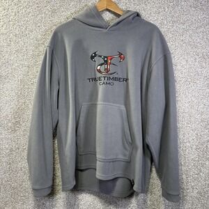 TrueTimber Hoodie Mens XL Gray Fleece Pullover USA Flag Logo Sweatshirt Hunting